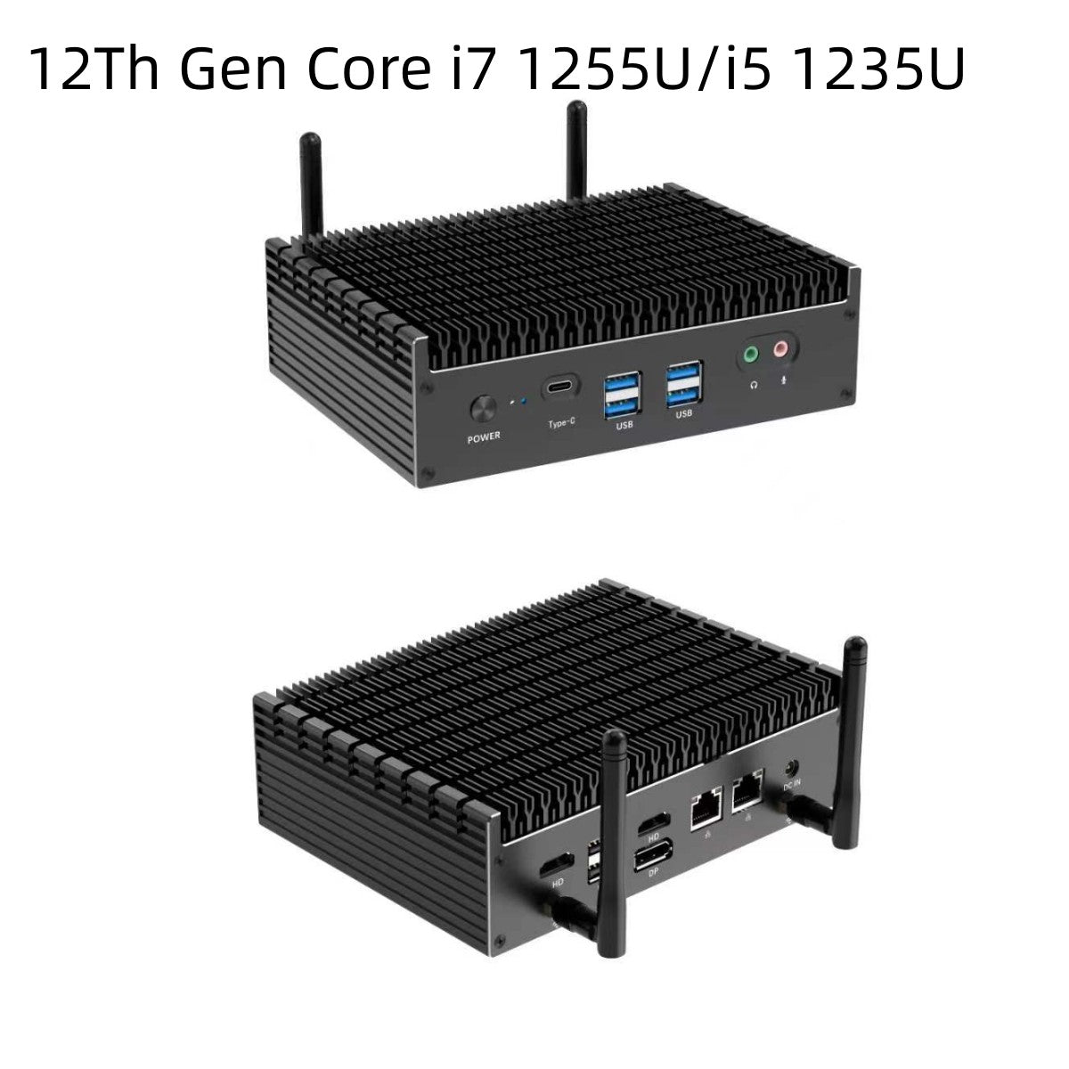 12th Gen Alder Lake Core i7-1255U i5-1235U Fanless Mini PC 10C/12T Windows 11 4K UHD WiFi6 Thunderbolt 4