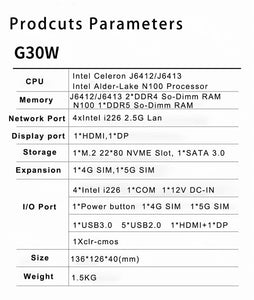 12Th Gen Industrial Fanless Mini PC N100 Quad Core 4x2.5G Intel i266 Firewall Soft Router