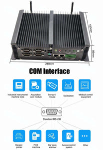 Fanless Mini Desktop Industrial PC Core i7 8550U Windows 10 Embedded PC Box