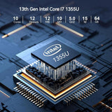 13Th Gen Fanless Mini PC Intel Core i7-1355U Windows11 Pro Gaming Computer Triple Display