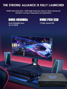 Windows11 Gaming Desktop Mini Computer Core i7-12650H Nvidia RTX3060 12G Quad*4K Display